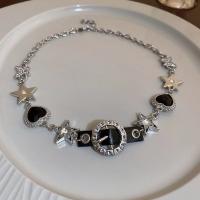 Kraag halskettingen, Zinc Alloy, silver plated, mode sieraden & voor vrouw & met strass, nikkel, lood en cadmium vrij, Lengte Ca 35 cm, Verkocht door PC