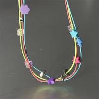 Gewachste Nylon Halsband, Wachsschnur, mit Kristall & Harz, mit Verlängerungskettchen von 6.6cm, Modeschmuck & für Frau, farbenfroh, Länge ca. 36.8 cm, verkauft von PC