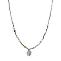 Collar de Aleación de Zinc, con Vidrio & metal, con 5cm extender cadena, chapado en color de plata, Joyería & para mujer, libre de níquel, plomo & cadmio, longitud aproximado 42 cm, Vendido por UD