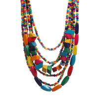 collier bois, avec 6cm chaînes de rallonge, fait à la main, bijoux de mode & pour femme, multicolore, Vendu par 78 cm brin