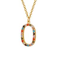 Collana in ottone di stesa Micro zircone cubico, with 5cm extender chain, gioielli di moda & Micro spianare cubic zirconia & per la donna, multi-colore, 10x15mm, Lunghezza 45 cm, Venduto da PC