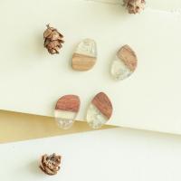 Holz Anhänger, mit Silberfolie & Harz, DIY, 15x23mm, ca. 50PCs/Tasche, verkauft von Tasche