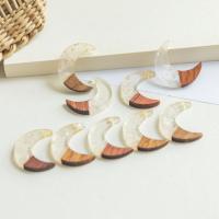 Holz Anhänger, mit Harz, Mond, DIY, 10x28mm, ca. 50PCs/Tasche, verkauft von Tasche