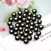 Black Shell Perler, Flad Rund, du kan DIY & forskellige design til valg, sort, 6mm, Ca. 20pc'er/Strand, Solgt af Strand