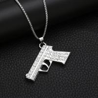 Zink Alloy Smycken Collier, Gun, plated, mode smycken & med strass, silver, nickel, bly och kadmium gratis, 51x36mm, Längd 70 cm, Säljs av PC