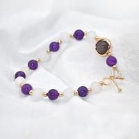 Quarz Armbänder, Amethyst, mit Schwarzer Rutilquarz & Türkis, Modeschmuck & elastisch & verschiedene Stile für Wahl, verkauft von PC