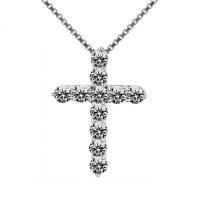 Cruach Tíotáiniam Muince, le Sinc Alloy, Cross, unisex & méid éagsúla do rogha & le rhinestone, dath bunaidh, 20x30mm, Díolta De réir PC