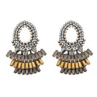 Zinc Alloy Drop Earring, med akryl rhinestone, Geometrisk mønster, forgyldt, Boheme stil & for kvinde, 42x55mm, Solgt af par