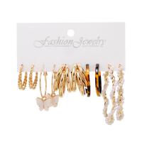 Zinc Alloy Oorbel Set, met Plastic Pearl & Acryl, gold plated, mode sieraden & voor vrouw, 25-35mm, Verkocht door Stel