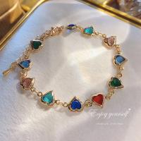 Sinc Alloy Bracelet, le Crystal, plátáilte, stíleanna éagsúla do rogha & micrea réiteach zirconia ciúbach & do bhean, Fad Thart 7.9 Inse, Díolta De réir PC