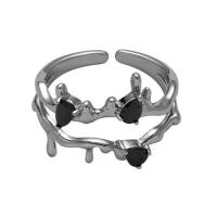 Zinklegierung Fingerring , plattiert, Modeschmuck & für Frau & mit Strass, keine, frei von Nickel, Blei & Kadmium, 17mm, verkauft von PC