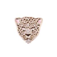 Zinc Alloy Brocher, Leopard, guldfarve belagt, for kvinde & med rhinestone, nikkel, bly & cadmium fri, 38x38mm, Solgt af PC