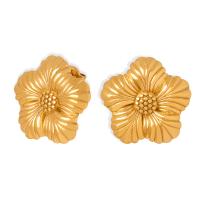 Titanium Steel  Earring Flower Vacuum Ion Plating fashion jewelry & for woman Sold By Pair