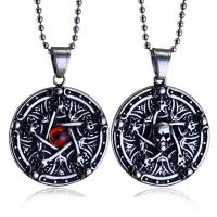 Evil Eye Pendants Titanium Steel with Resin Round polished fashion jewelry & DIY & Unisex & evil eye pattern & blacken Sold By PC