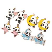 Zinc Alloy Enamel Pendants Panda gold color plated DIY Approx Sold By Bag