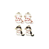 Zinc Alloy Enamel Pendants Cat gold color plated DIY Approx Sold By Bag