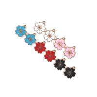 Zinc Alloy Enamel Pendants Flower gold color plated DIY Approx Sold By Bag