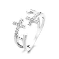 Cúbicos Circonia Micro Pave anillo de latón, metal, chapado, Joyería & micro arcilla de zirconia cúbica & para mujer, más colores para la opción, libre de níquel, plomo & cadmio, tamaño:7, Vendido por UD