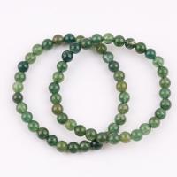 Agaat armbanden, Moss Agate, Ronde, gepolijst, mode sieraden & uniseks, groen, 4mm, Lengte Ca 19 cm, Verkocht door PC