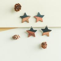 Wood Pendants with Resin Star DIY 28mm Approx Sold By Bag