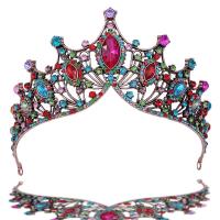 Tiaras, liga de zinco, cromado de cor dourada, para mulher & com strass, cores misturadas, 150x85mm, vendido por PC