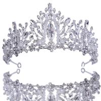 Tiaras, Sinc Alloy, le Pearl Plaisteacha, dath airgid plated, do bhean & le rhinestone, 150x59mm, Díolta De réir PC