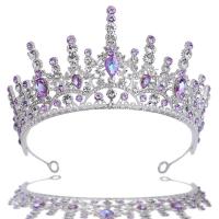 Tiaras, liga de zinco, with ametista, cromado de cor prateada, para mulher & com strass, roxo, 150x73mm, vendido por PC