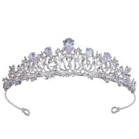 Tiaras, Sinc Alloy, le Ciúbach Zirconia, dath airgid plated, do bhean, 145x40mm, Díolta De réir PC