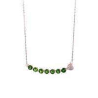 Zircon cubique Micro Pave collier en argent Sterling, argent sterling 925, avec diopside & grenat, avec 5CM chaînes de rallonge, Placage, différents matériaux pour le choix & pavé de micro zircon & pour femme, couleur or rose, Longueur Environ 45 cm, Vendu par PC