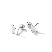 Sterling Silver Jewelry orecchino, 925 argento sterlina, Farfalla, placcato, per la donna, color platino, 5.50x6.30mm, Venduto da PC