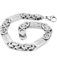 Roestvrij staal sieraden sets, armband & halsketting, 304 roestvrij staal, plated, voor de mens, oorspronkelijke kleur, 60cm,23cm, Verkocht door Stel