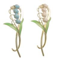 Zinc Alloy Hår Clip, Tulip, guldfarve belagt, Koreansk stil & for kvinde & emalje, flere farver til valg, 105mm, Solgt af PC