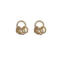 Bergkristal Drop Earring, met Zinc Alloy, gold plated, voor vrouw & hol, 20mm, Verkocht door pair