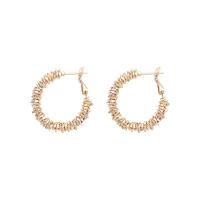 laiton boucle d'oreille cercle, Placage de couleur d'or, pour femme & creux, 40mm, Vendu par paire