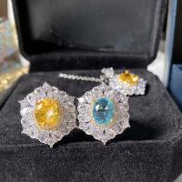 Messing Manschette Fingerring, Blume, platiniert, Micro pave Zirkonia & für Frau, keine, Größe:6-8, verkauft von PC