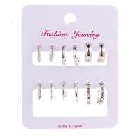 Zinc Alloy Oorbel Set, plated, verschillende stijlen voor de keuze & voor vrouw & met strass, 12-17mm, Verkocht door Stel