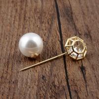 Cubic Zirconia Broche, Messing, med Plastic Pearl, 14K forgyldt, Micro Pave cubic zirconia & for kvinde, nikkel, bly & cadmium fri, 45x13mm,14mm, Solgt af PC