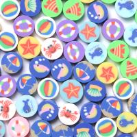 Polymer Clay Beads Flat Round mixed pattern & DIY mixed colors 10mm Approx Sold By Bag