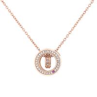 Kubieke Zirkoon Micro Pave Brass Ketting, Messing, met 1.97inch extender keten, rose goud plated, mode sieraden & micro pave zirconia & voor vrouw, nikkel, lood en cadmium vrij, Lengte Ca 15.74 inch, Verkocht door PC