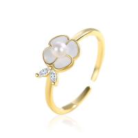 Cubic Zirconia Micro bana Sterling Silver ringar, 925 sterling silver, med Glass Pearl, plated, mode smycken & micro bana cubic zirconia & för kvinna, fler färger för val, nickel, bly och kadmium gratis, 7mm, Säljs av PC