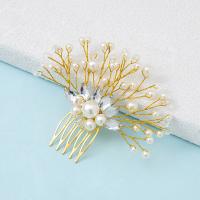 Decorative Hair Combs Zinc Alloy with Crystal & Plastic Pearl handmade fashion jewelry & for woman nickel lead & cadmium free Sold By PC