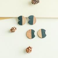 Pendentifs en bois, avec résine, DIY, 25mm, Environ 50PC/sac, Vendu par sac