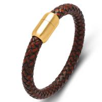 PU Cord Armbånd, 304 rustfrit stål magnetlås, Vintage & forskellige længde for valg & for mennesket, flere farver til valg, 21x12mm, Solgt af PC