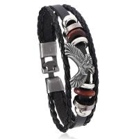 PU cavo bracciali, Pelle PVC, with PU & lega in zinco, Aquila, placcato, stile punk & per l'uomo, nessuno, Lunghezza 22 cm, Venduto da PC