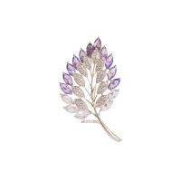 Zinklegering broches, Zinc Alloy, met Bergkristal, plated, voor vrouw, violet, 28x50mm, Verkocht door PC