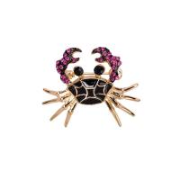 Broches en alliage de zinc, crabe, Placage, unisexe & émail & avec strass, violet, Vendu par PC