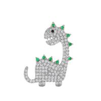 Zinc Alloy Brocher, Dinosaur, forgyldt, Unisex & med rhinestone, flere farver til valg, 34x25mm, Solgt af PC