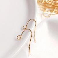 Brass Hook earwire, Sárgaréz, valódi aranyozott, DIY & különböző stílusokat a választás, arany, Által értékesített PC