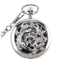 Zinc Alloy Pocket Watch, met Rubber, Ronde, plated, uniseks & stam-winder & hol, meer kleuren voor de keuze, 47x47x15mm, Lengte Ca 14.8 inch, Verkocht door PC