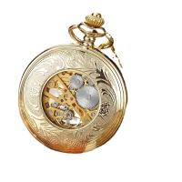 Zinc Alloy Pocket Watch, met Glas, Ronde, plated, Vintage & uniseks & stam-winder & luminated & hol, meer kleuren voor de keuze, 45mm, Verkocht door PC